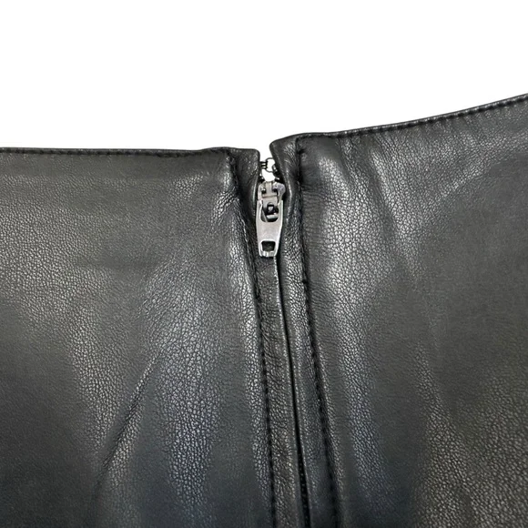 Free People Womens Vegan Faux Leather Mini Skirt Sz 12 Black Party Goth - Picture 3 of 5